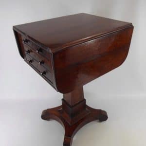 Victorian rosewood three drawer pedestal side drop leaf table. 19th century Antique Furniture