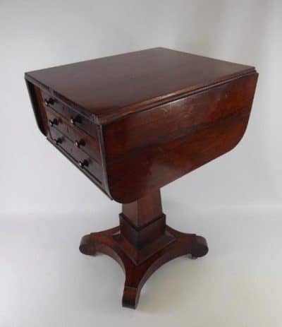 Victorian rosewood three drawer pedestal side drop leaf table. 19th century Antique Furniture 3