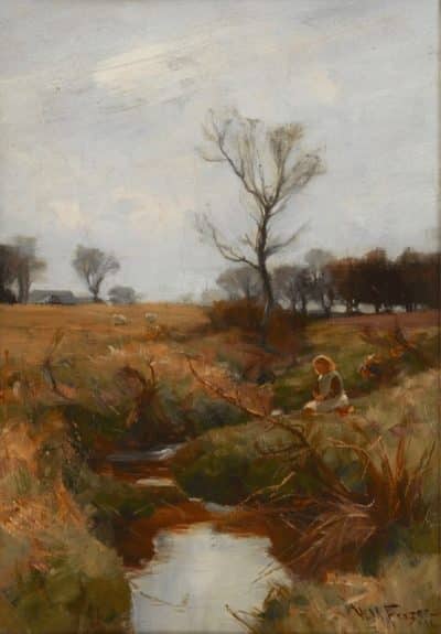 WILLIAM MILLER FRAZER R.S.A. (SCOTTISH 1864-1961) BY THE BURNSIDE - Image 2