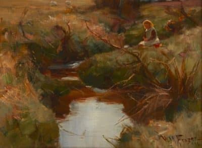 WILLIAM MILLER FRAZER R.S.A. (SCOTTISH 1864-1961) BY THE BURNSIDE - Image 3