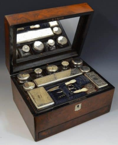 Victorian Burr Walnut fitted work box.