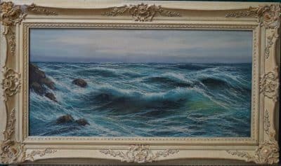 Seascape Oil on canvas 20th century Antique Art 3