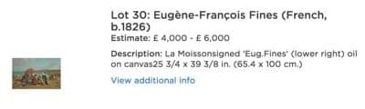 SOLD Eugene Francois Fines, oil (1826-1882) - Image 9
