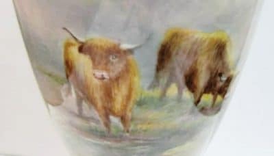 SOLD Worcester highland cattle lidded Urn, By E. Townsend Antiques Scotland Antique Ceramics 6