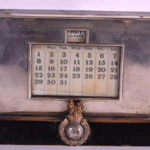 SOLD 20TH C ENGLISH SILVER HALLMARKED DESK CALENDAR desk date callender Bronzes Silver Metals