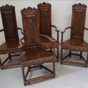 SOLD Set of four French provincial high back mahogany armchairs 19th century Antique Chairs