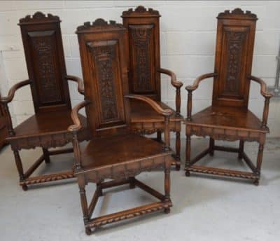 SOLD Set of four French provincial high back mahogany armchairs
