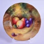 SOLD ROYAL WORCESTER PLATE, painted with pears and grapes, by Moseley. Antiques Scotland Antique Art