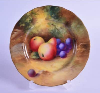 SOLD ROYAL WORCESTER PLATE, painted with pears and grapes, by Moseley. Antiques Scotland Antique Art 3