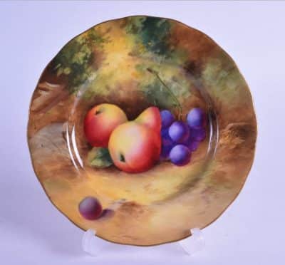 SOLD ROYAL WORCESTER PLATE, painted with pears and grapes, by Moseley.