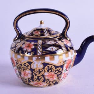 SOLD ROYAL CROWN DERBY MINIATURE KETTLE ceramics Antique Art