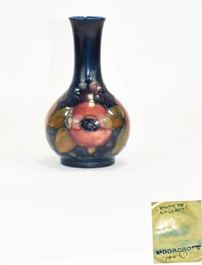 SOLD William Moorcroft Small Bottle Shaped Vase, Pomegranates