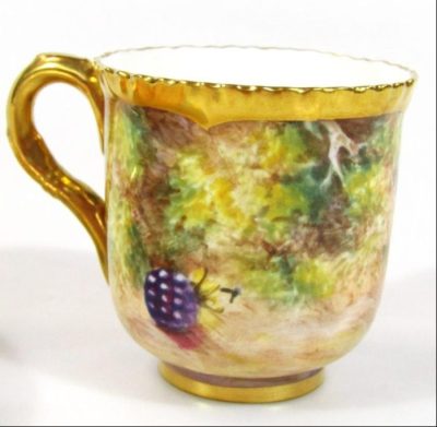 SOLD Worcester hand painted fruit pattern cabinet cup and saucer Antiques Scotland Antique Ceramics 4