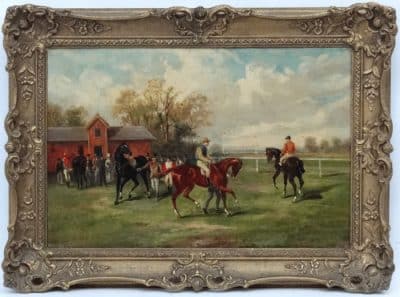 John Parker Davis (1832-1910) American ( Before the Off ) 19th century Antique Art 3