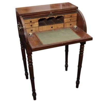 George III mahogany cylinder desk - Image 2