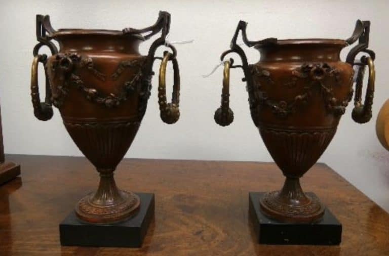 Pr Early 20th century French bronze urns