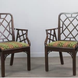 Geo III Chinese Chippendale mahogany elbow chairs Antiques Edinburgh Antique Chairs