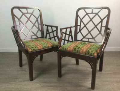Geo III Chinese Chippendale mahogany elbow chairs Antiques Edinburgh Antique Chairs 4