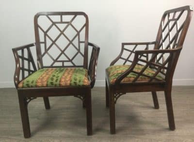 Geo III Chinese Chippendale mahogany elbow chairs Antiques Edinburgh Antique Chairs 5