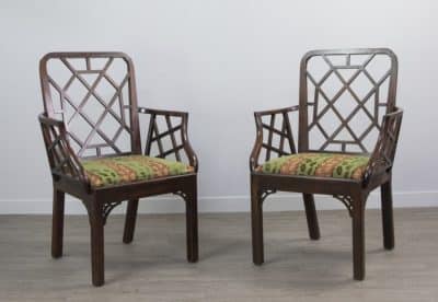 Geo III Chinese Chippendale mahogany elbow chairs Antiques Edinburgh Antique Chairs 8