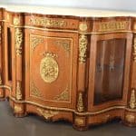 A Victorian burr walnut credenza Burr walnut and tulipwood credenza Antique Cabinets