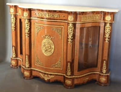 A Victorian burr walnut credenza Burr walnut and tulipwood credenza Antique Cabinets 3