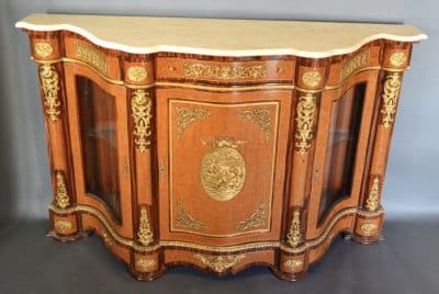 A Victorian burr walnut credenza Burr walnut and tulipwood credenza Antique Cabinets 4