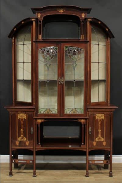 Art Nouveau mahogany inlaid display cabinet