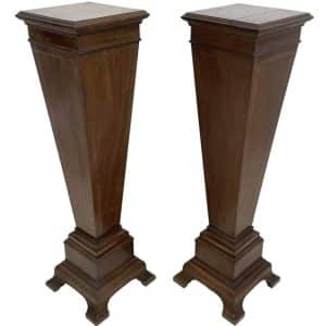 Pair Edwardian inlaid mahogany pedestals Antiques Scotland Antique Art