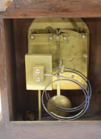 Early 20thC German oak-cased bracket clock. - Image 7