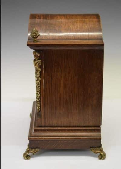 Early 20thC German oak-cased bracket clock. - Image 4