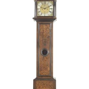 17th cent marquetry Longcase clock 17TH CENTURY WALNUT AND INLAID LONGCASE CLOCK Antique Clocks 3