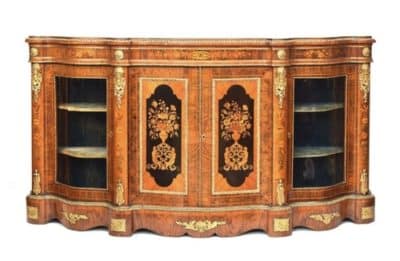 A Victorian Four door Burr walnut credenza