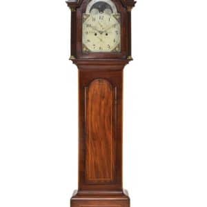 George III inlaid moon dial longcase clock, Antique Clocks