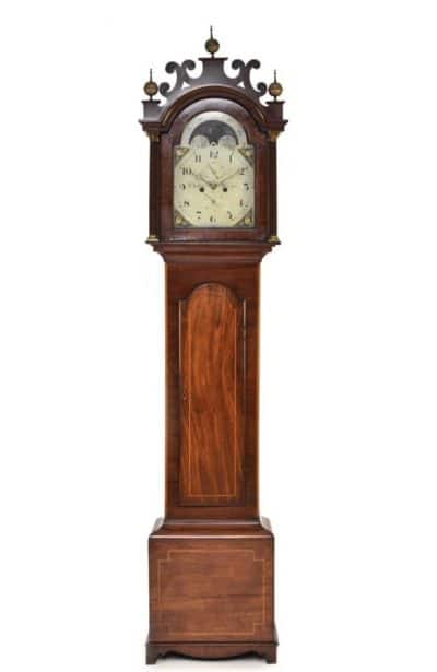 George III inlaid moon dial longcase clock,