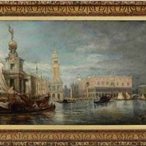 The Grand Canal Venice. Oil painting. Antique Art