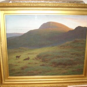 Pastel & Gouache Landscape Painting Deer Exmoor Dartmouth By Artist J.Knight 62 X 52 Inches Pastel & Gouache Antique Art 3