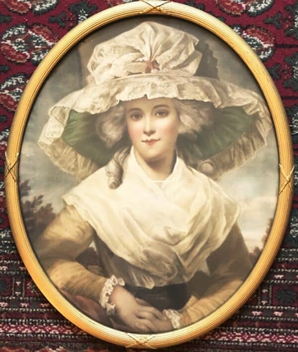 19thc Glazed Portrait Print Of Young Lady Wearing Bonnet After Original Oil Painting Glazed Portrait Antique Art 4