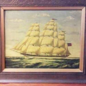 Marine Oil Painting On Panel Of Three Masted Merchant Naval Schooner Named Panay Antique Art