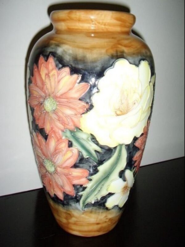 Pair Porcelain Glazed Florian Ware Antique Vases - Image 2