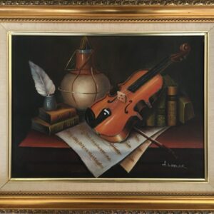 Violin Oil Painting Contemporary Still Life Study On Canvas Miscellaneous