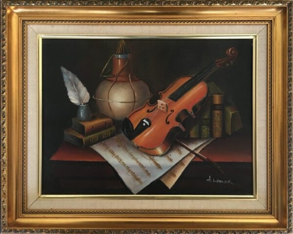 Violin Oil Painting Contemporary Still Life Study On Canvas Miscellaneous 3