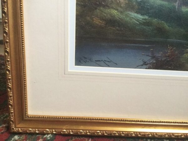 Fine Antique Art English Countryside Landscape Acrylic Oil Painting On Board Under Glass Countryside Pictures In Gilt Frames - Image 3