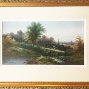 Fine Antique Art English Countryside Landscape Acrylic Oil Painting On Board Under Glass Countryside Pictures In Gilt Frames Antique Art Antique Art