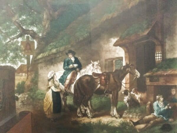 George Morland The Public House Door Mezzotint Engraved By W.Ward Printed In Colours Antique Art Antique Art 5