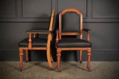 Pair of Gothic Oak & Leather Partners Desk Chairs - Image 8