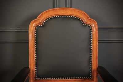 Pair of Gothic Oak & Leather Partners Desk Chairs - Image 12