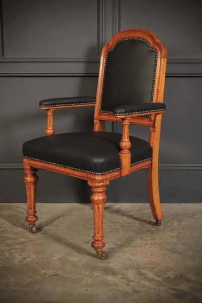 Pair of Gothic Oak & Leather Partners Desk Chairs - Image 13