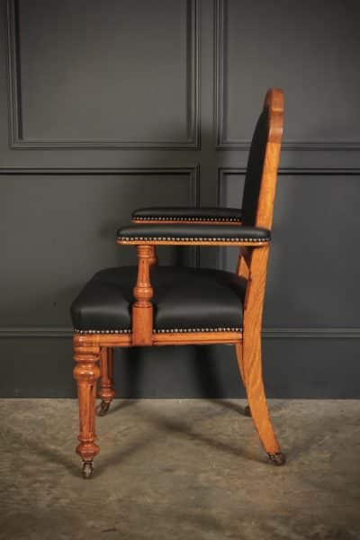 Pair of Gothic Oak & Leather Partners Desk Chairs - Image 14