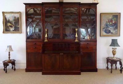SOLD Georgian Breakfront Secretaire Bookcase